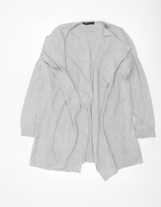 M&S Women Grey Medium Open Front Waterfall Longline Knit Cardigan