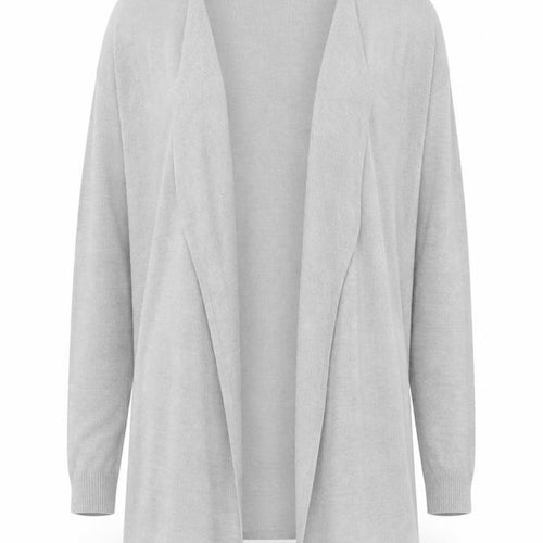 M&S Women Grey Medium Open Front Waterfall Longline Knit Cardigan