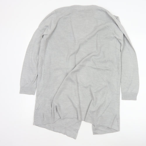 M&S Women Grey Medium Open Front Waterfall Longline Knit Cardigan