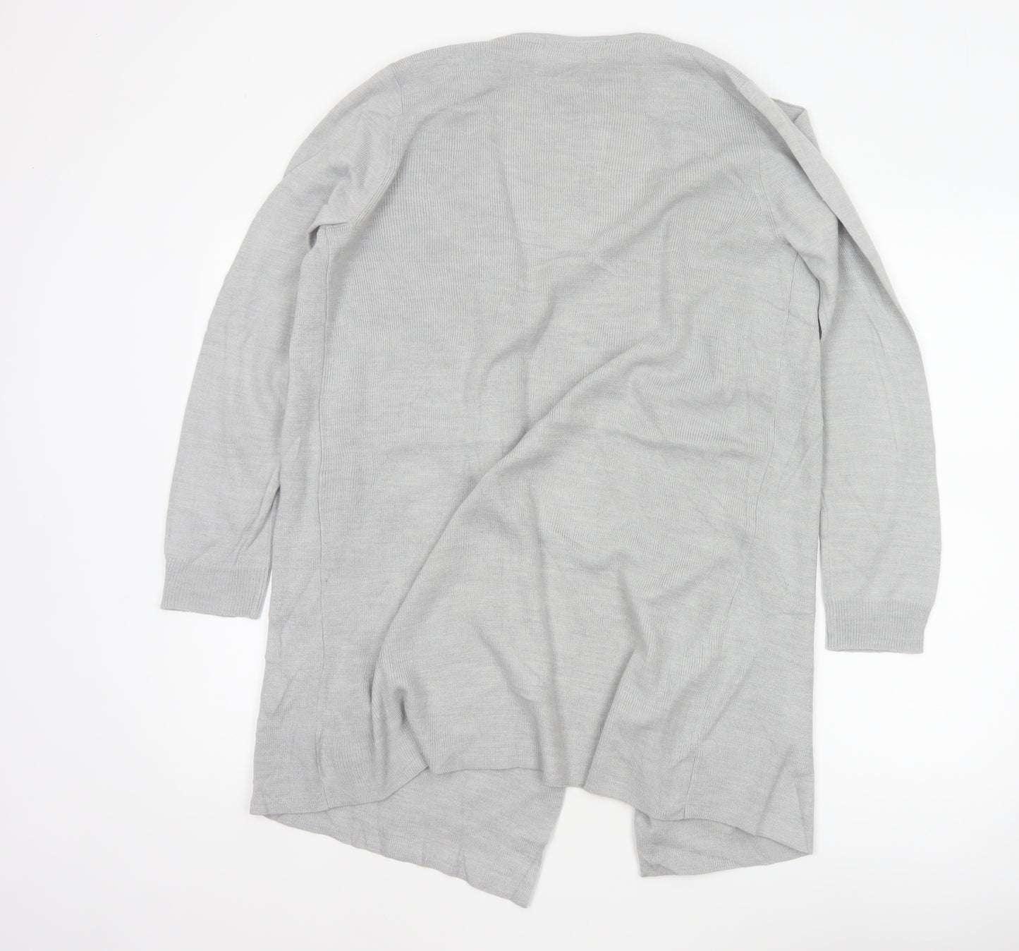 M&S Women Grey Medium Open Front Waterfall Longline Knit Cardigan