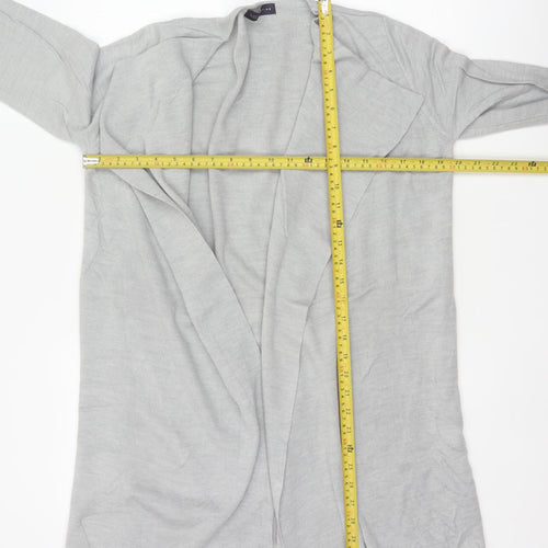 M&S Women Grey Medium Open Front Waterfall Longline Knit Cardigan