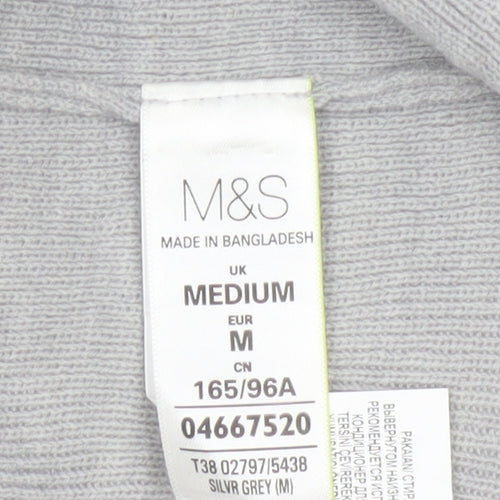 M&S Women Grey Medium Open Front Waterfall Longline Knit Cardigan