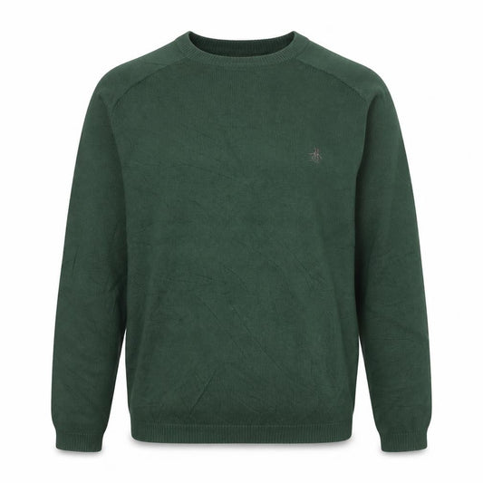 Original Penguin Men’s Green S Crew Neck Cotton Logo Pullover Jumper