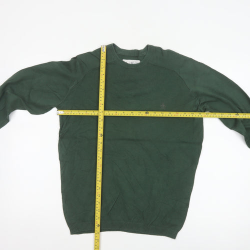 Original Penguin Men’s Green S Crew Neck Cotton Logo Pullover Jumper