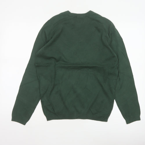 Original Penguin Men’s Green S Crew Neck Cotton Logo Pullover Jumper