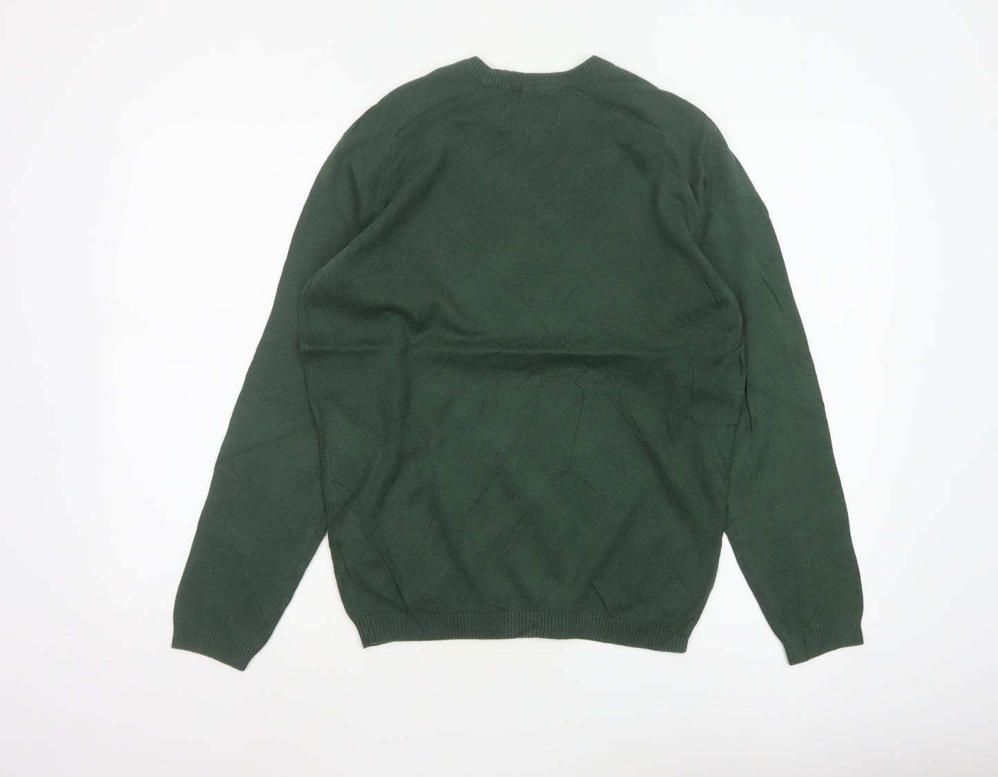 Original Penguin Men’s Green S Crew Neck Cotton Logo Pullover Jumper