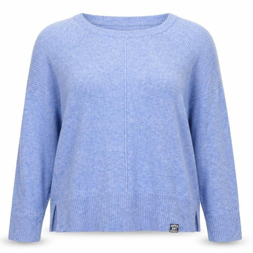 Superdry Women Blue UK 14 Cashmere Blend Crew Neck Raglan Jumper