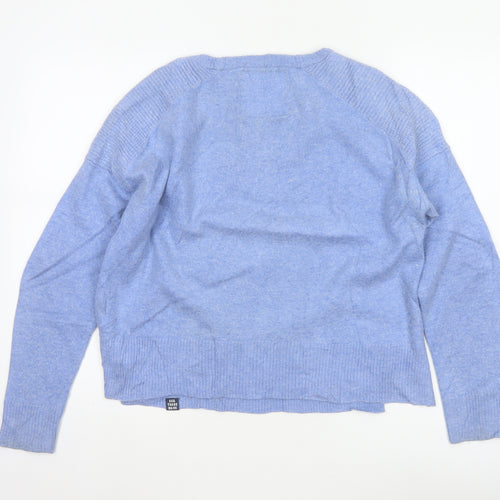 Superdry Women Blue UK 14 Cashmere Blend Crew Neck Raglan Jumper