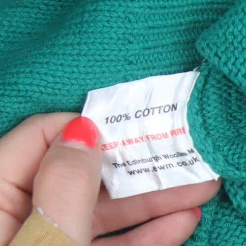Isle Essentials Women Green Cotton Jumper UK 10 Round Neck Knit