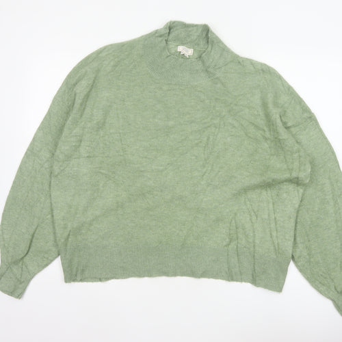 Fat Face Women Green UK 10 High Neck Knit Pullover Jumper Wool Alpaca