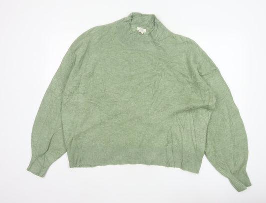 Fat Face Women Green UK 10 High Neck Knit Pullover Jumper Wool Alpaca
