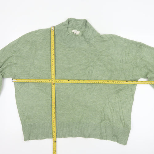 Fat Face Women Green UK 10 High Neck Knit Pullover Jumper Wool Alpaca