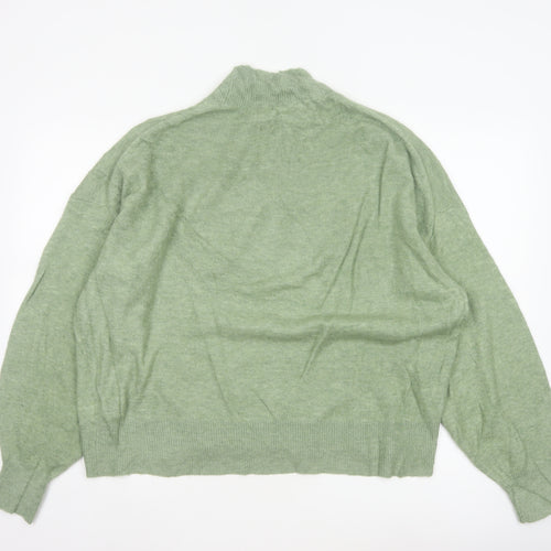 Fat Face Women Green UK 10 High Neck Knit Pullover Jumper Wool Alpaca