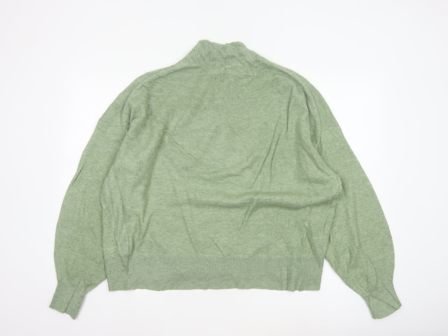 Fat Face Women Green UK 10 High Neck Knit Pullover Jumper Wool Alpaca
