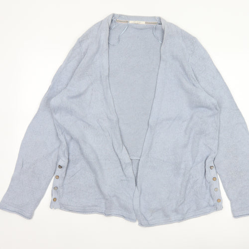 White Stuff Women Blue Size 18 Open Knit Linen Cotton Cardigan