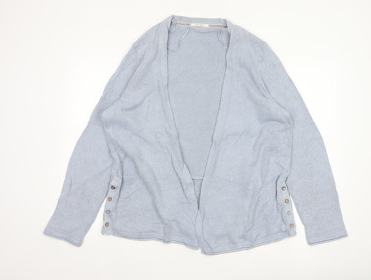 White Stuff Women Blue Size 18 Open Knit Linen Cotton Cardigan