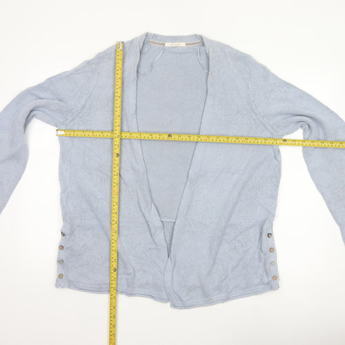 White Stuff Women Blue Size 18 Open Knit Linen Cotton Cardigan