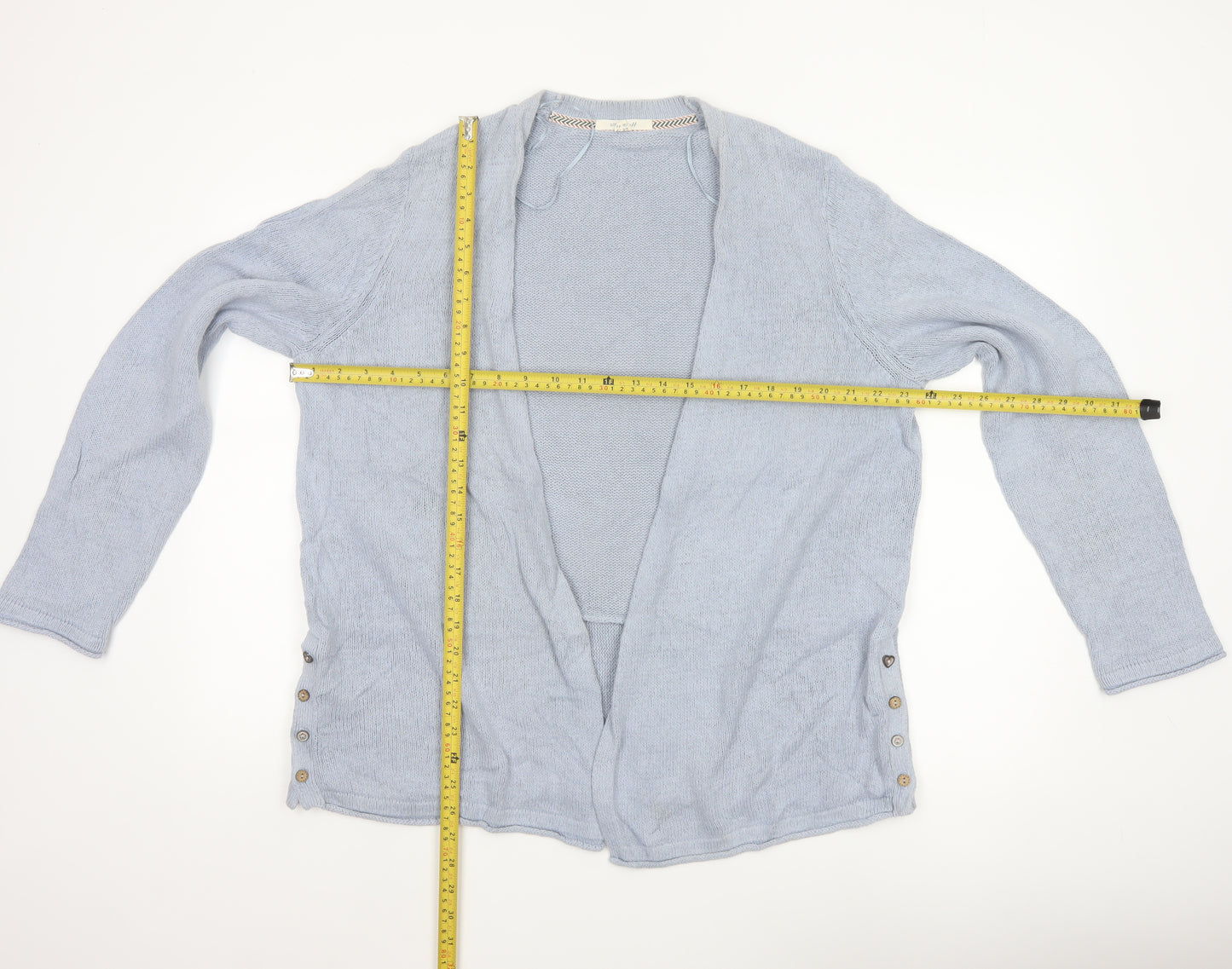 White Stuff Women Blue Size 18 Open Knit Linen Cotton Cardigan