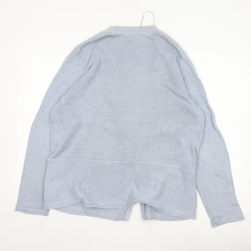 White Stuff Women Blue Size 18 Open Knit Linen Cotton Cardigan