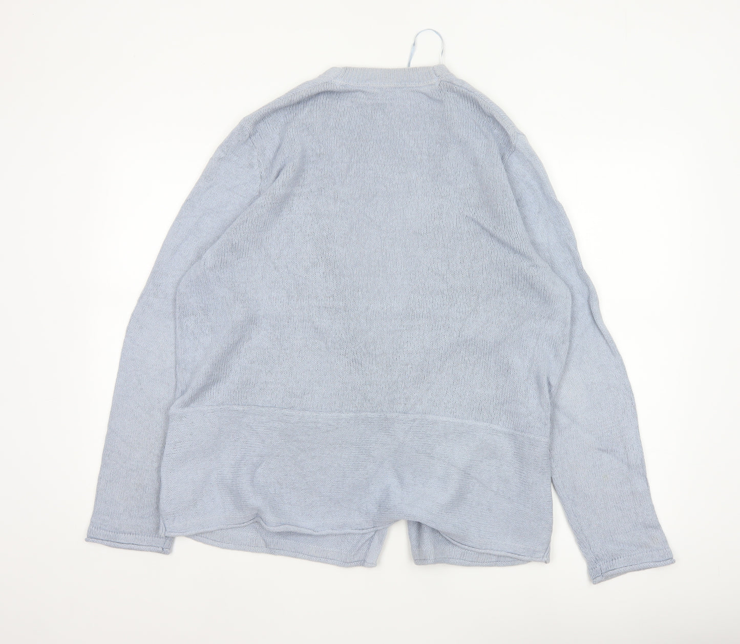 White Stuff Women Blue Size 18 Open Knit Linen Cotton Cardigan