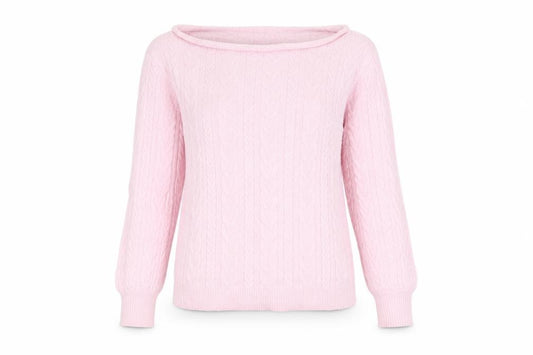 Threadbare Women's Pink UK 10 Cable-Knit Boat Neck Jumper