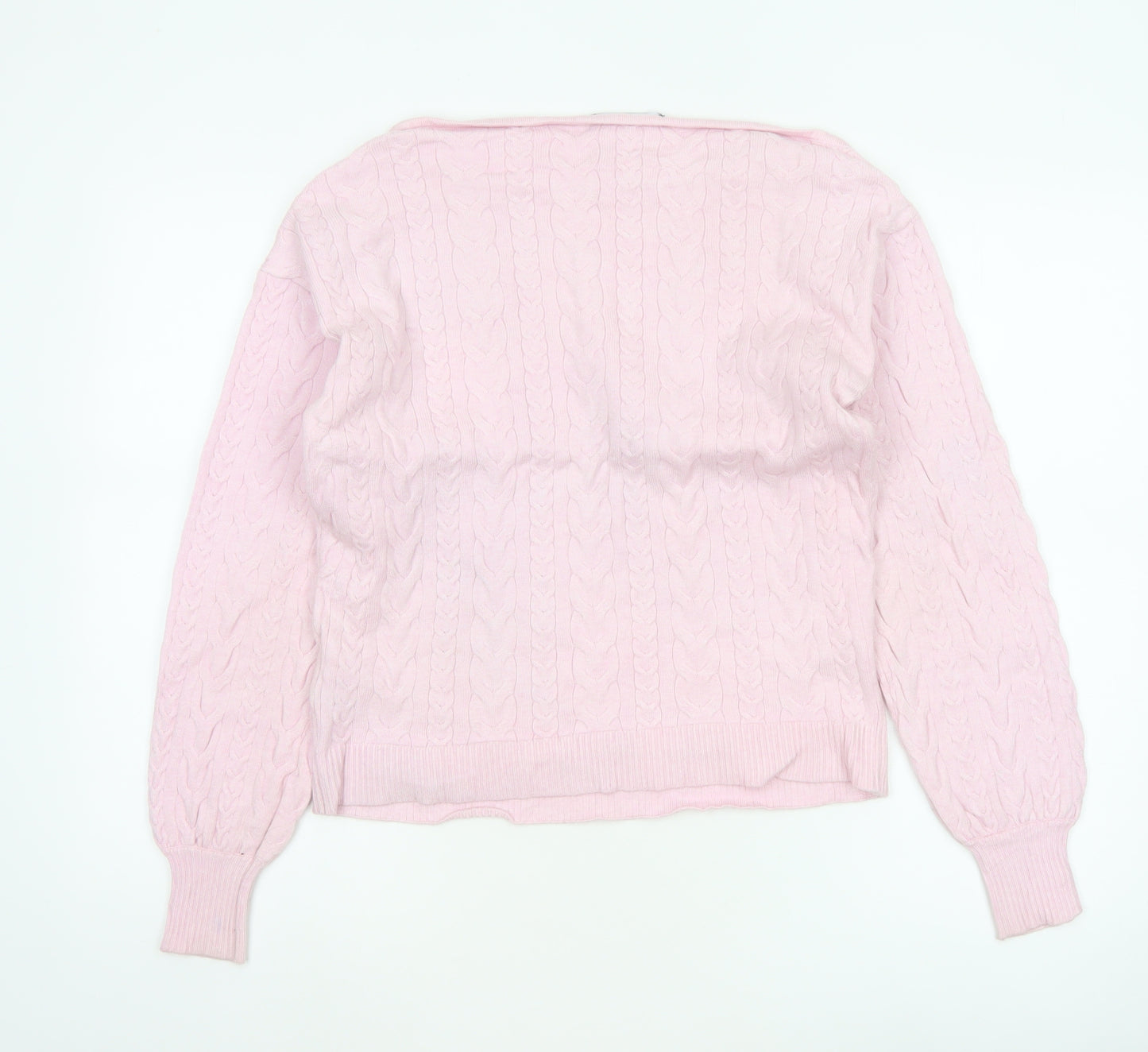 Threadbare Women's Pink UK 10 Cable-Knit Boat Neck Jumper