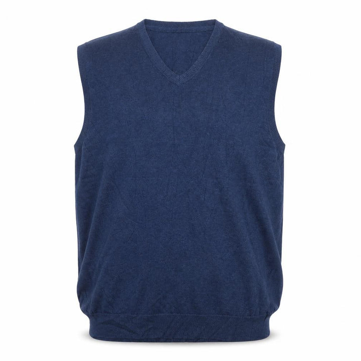 Marks and Spencer Men's Blue XL V-Neck Pure Cotton Knit Vest
