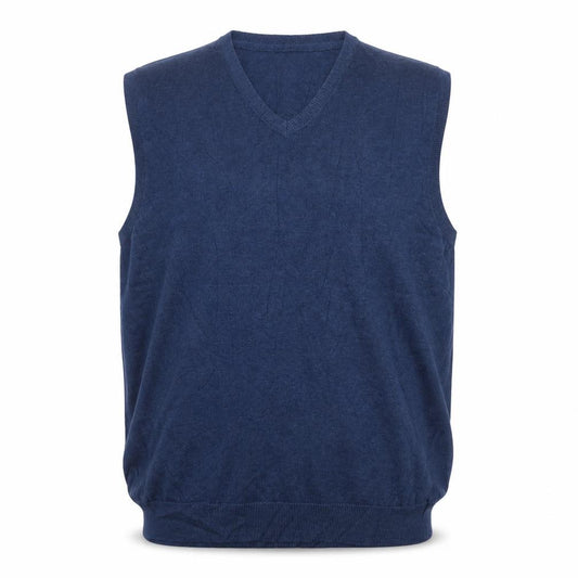 Marks and Spencer Men's Blue XL V-Neck Pure Cotton Knit Vest