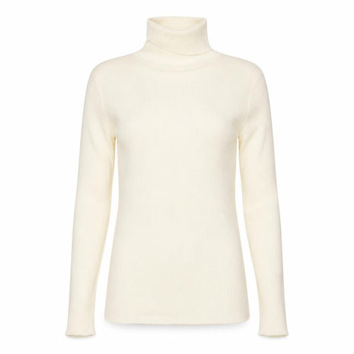 GAP Women Ivory XS Ribbed Roll Neck Slim Fit Cotton Jumper