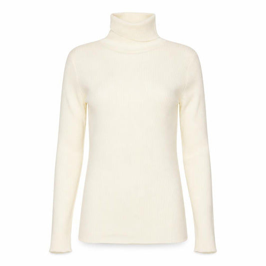 GAP Women Ivory XS Ribbed Roll Neck Slim Fit Cotton Jumper