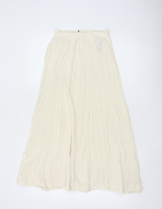 Uniqlo Ines de la Fressange Women Ivory M Cotton Knit Maxi Flare Skirt