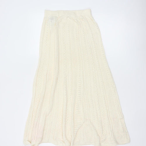 Uniqlo Ines de la Fressange Women Ivory M Cotton Knit Maxi Flare Skirt