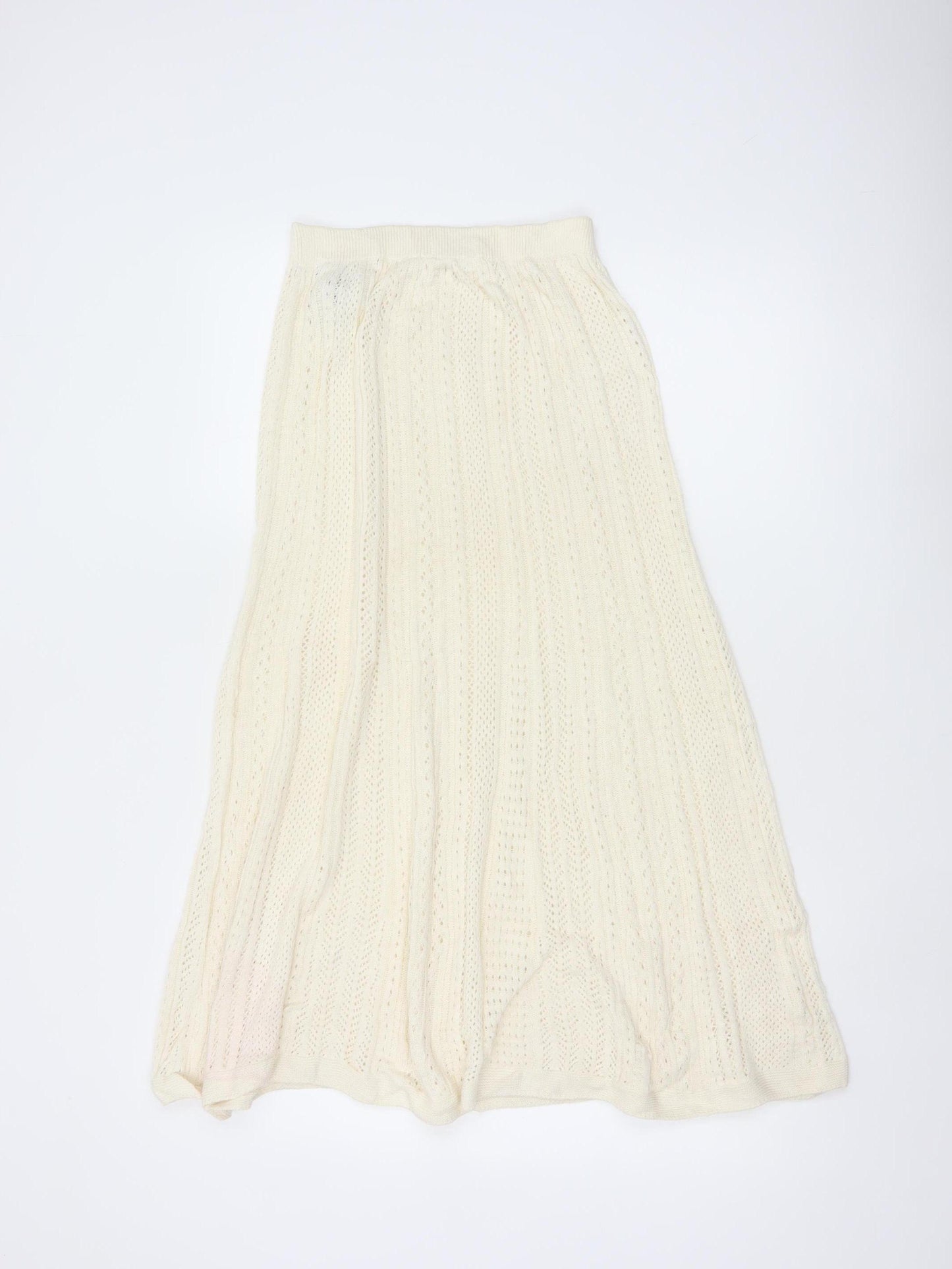 Uniqlo Ines de la Fressange Women Ivory M Cotton Knit Maxi Flare Skirt