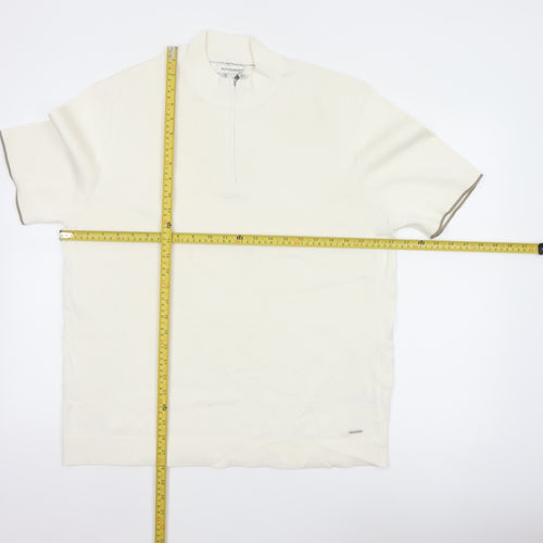 Autograph Men’s Ivory XL Pure Cotton 1/4 Zip High Neck Jumper