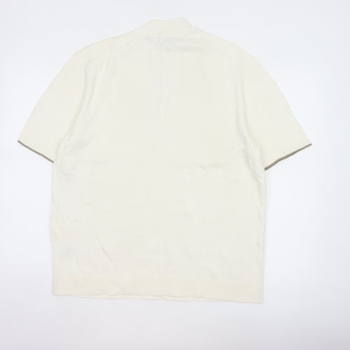 Autograph Men’s Ivory XL Pure Cotton 1/4 Zip High Neck Jumper