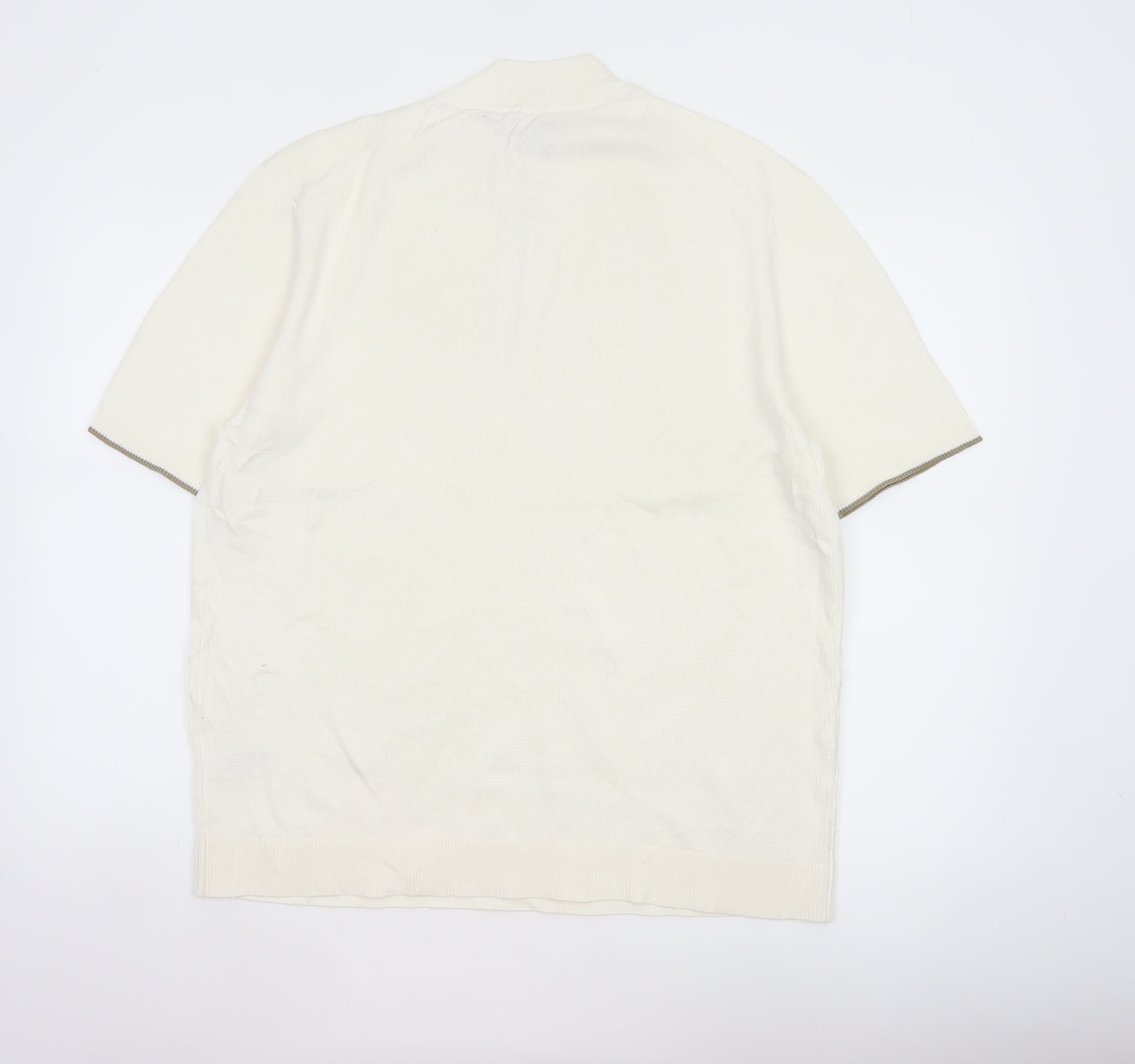 Autograph Men’s Ivory XL Pure Cotton 1/4 Zip High Neck Jumper