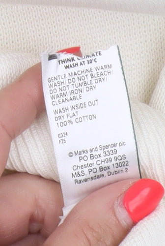 Autograph Men’s Ivory XL Pure Cotton 1/4 Zip High Neck Jumper