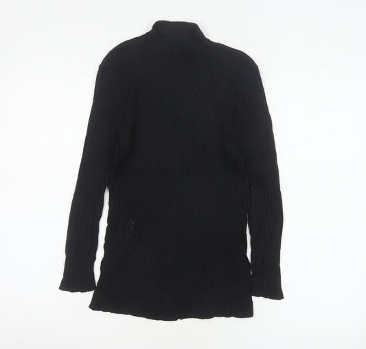 Karen Millen Women Black S Ribbed Roll Neck Slim Knit Jumper
