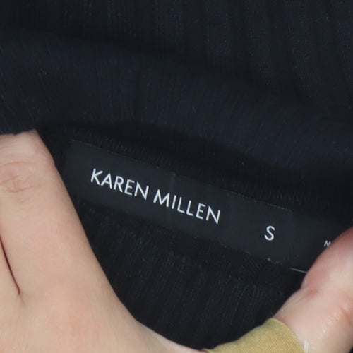 Karen Millen Women Black S Ribbed Roll Neck Slim Knit Jumper