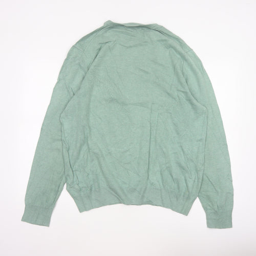 Marks and Spencer Men Green XL Pure Cotton Crew Neck Pullover Jumper