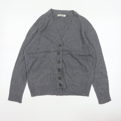 Baukjen Women Grey UK 8 V-Neck Button Cashmere Blend Cardigan