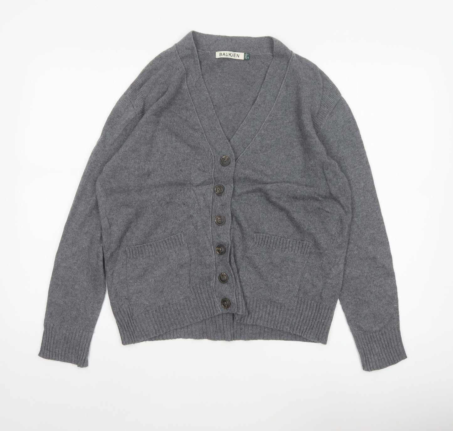 Baukjen Women Grey UK 8 V-Neck Button Cashmere Blend Cardigan