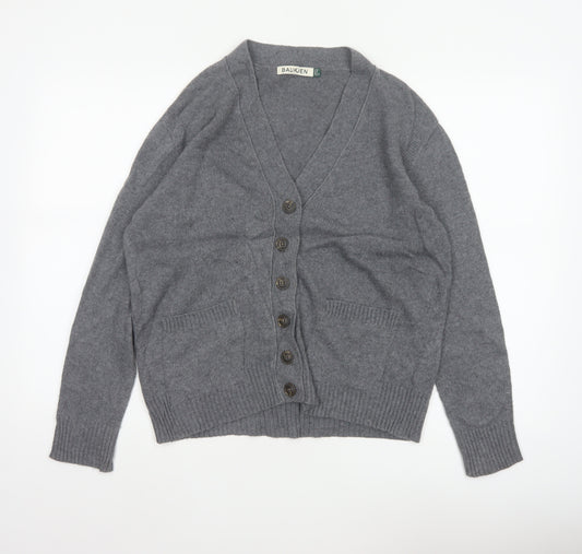 Baukjen Women Grey UK 8 V-Neck Button Cashmere Blend Cardigan