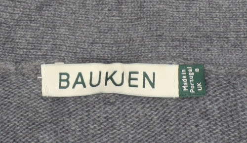 Baukjen Women Grey UK 8 V-Neck Button Cashmere Blend Cardigan