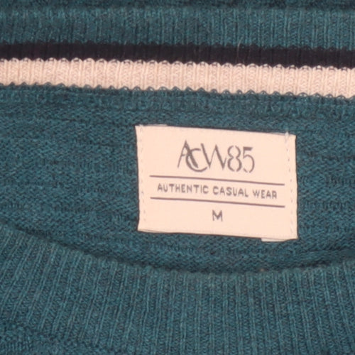 ACW85 Men’s Green Medium Cotton Crew Neck Knit Pullover Jumper