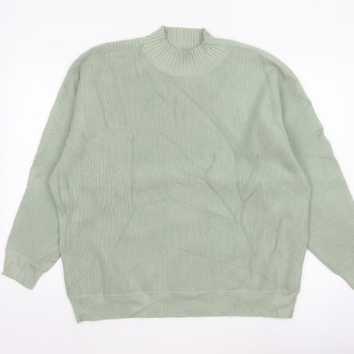 Oliver Bonas Women Green UK 16 Ribbed Mock Neck Relaxed Jumper