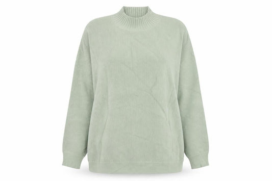 Oliver Bonas Women Green UK 16 Ribbed Mock Neck Relaxed Jumper