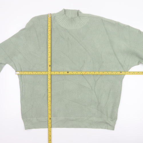 Oliver Bonas Women Green UK 16 Ribbed Mock Neck Relaxed Jumper