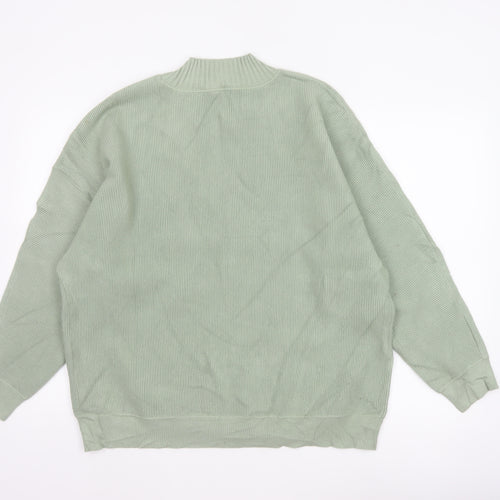 Oliver Bonas Women Green UK 16 Ribbed Mock Neck Relaxed Jumper