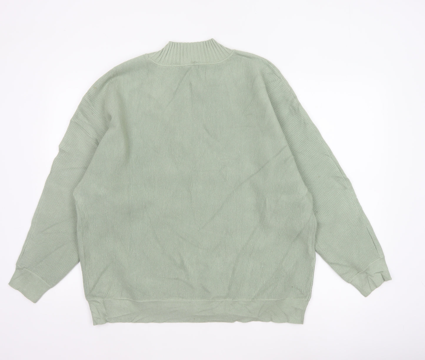 Oliver Bonas Women Green UK 16 Ribbed Mock Neck Relaxed Jumper